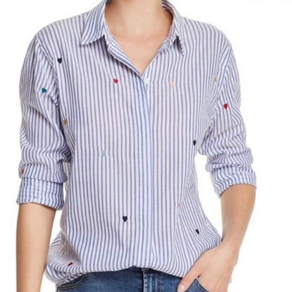 Rails Hearts Taylor Embroidered Shirt XS NWOT